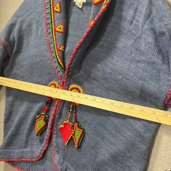 Victoria Jones Cardigan L Wool Blend Artsy‎ Boho Cottage Statement Embellished - Picture 5 of 7